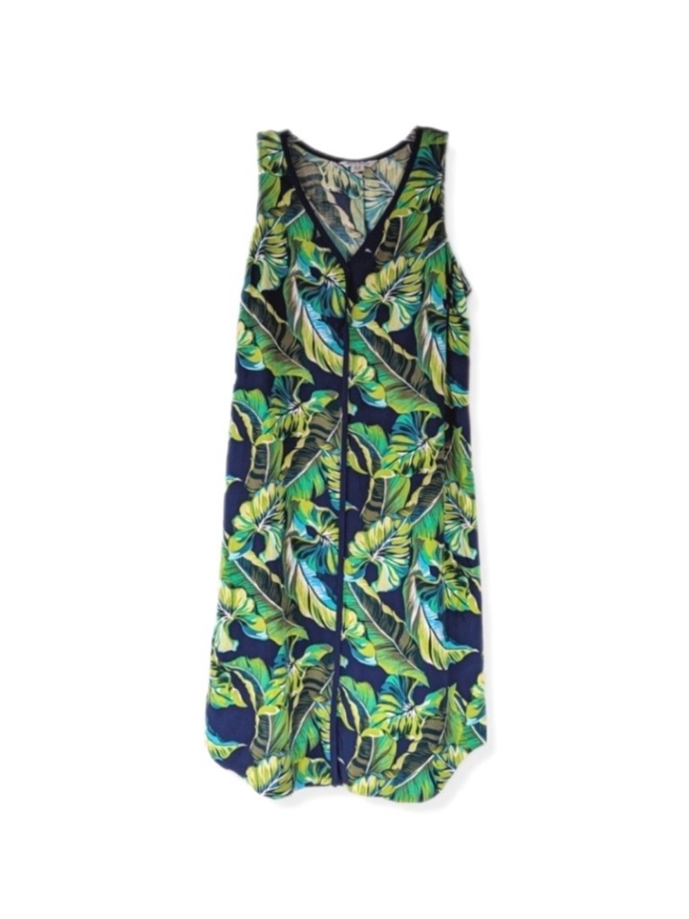 Tommy Bahama Navy Green Tropical Leaf Sundress